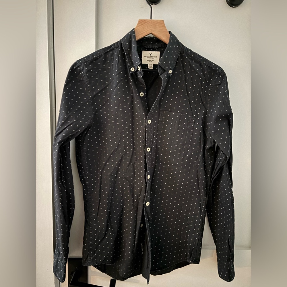 American Eagle Black Shirt with White Accents